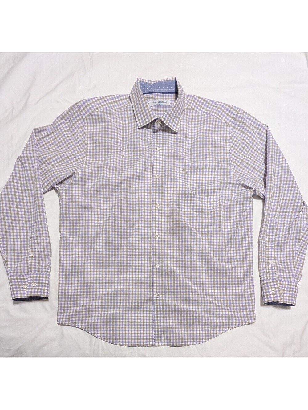 Tommy Bahama IslandZone Mens Large L Plaid Check Long Sleeve Shirt
